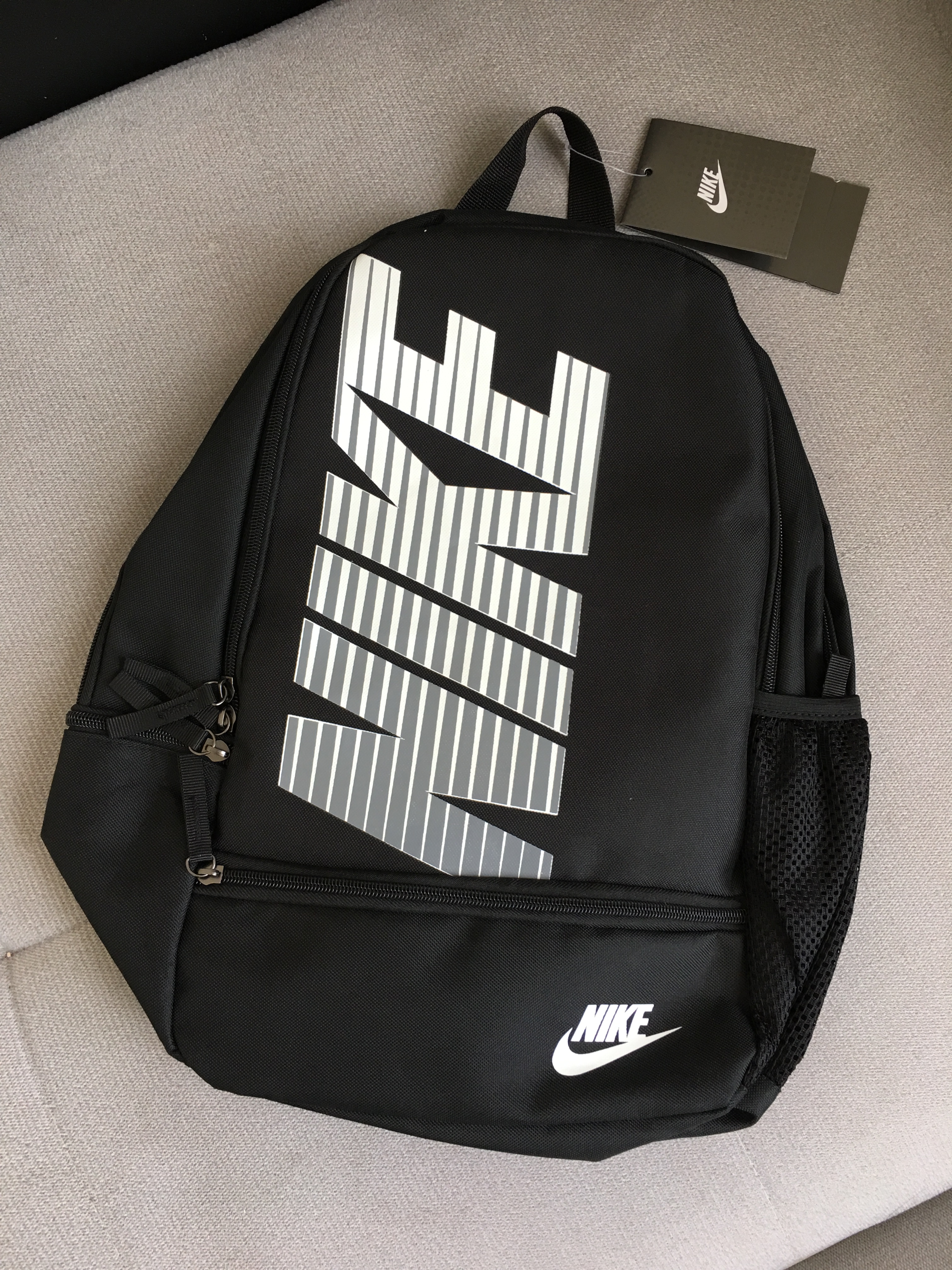 NIKE Backpack Black White Letters